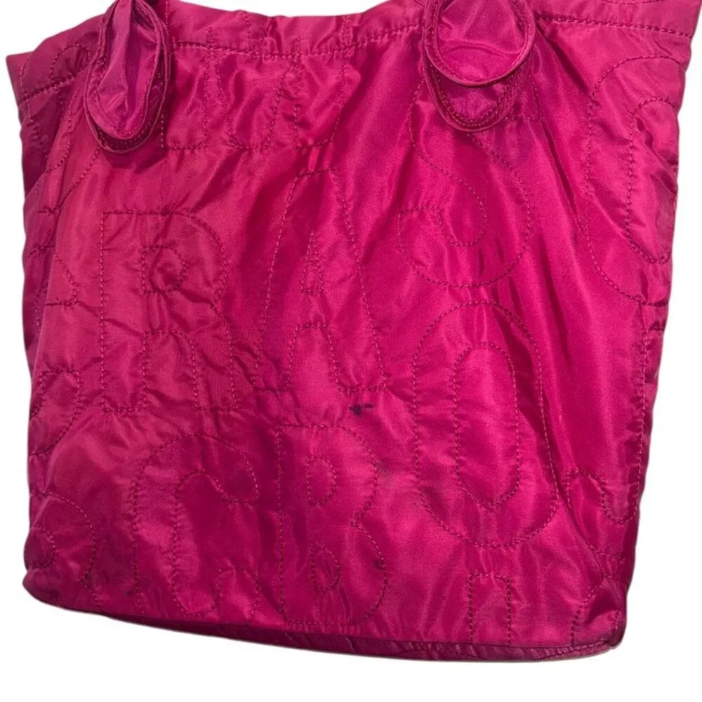 Fuchsia Quilted Tote Bag with Knotted Straps